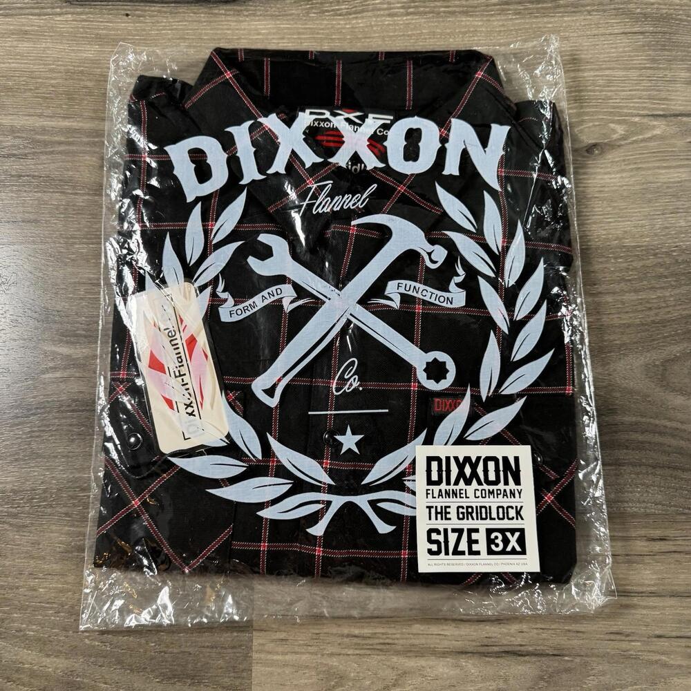 NWT Dixxon Flannel The Gridlock LE Pearl Snap Flannel Shirt Men's 3X XXXL Red